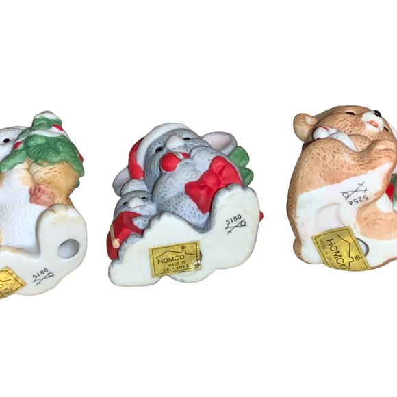 HOMCO Christmas Animal Figurines Dog Mice Bear #5254 #5180 - Picture 8 of 11